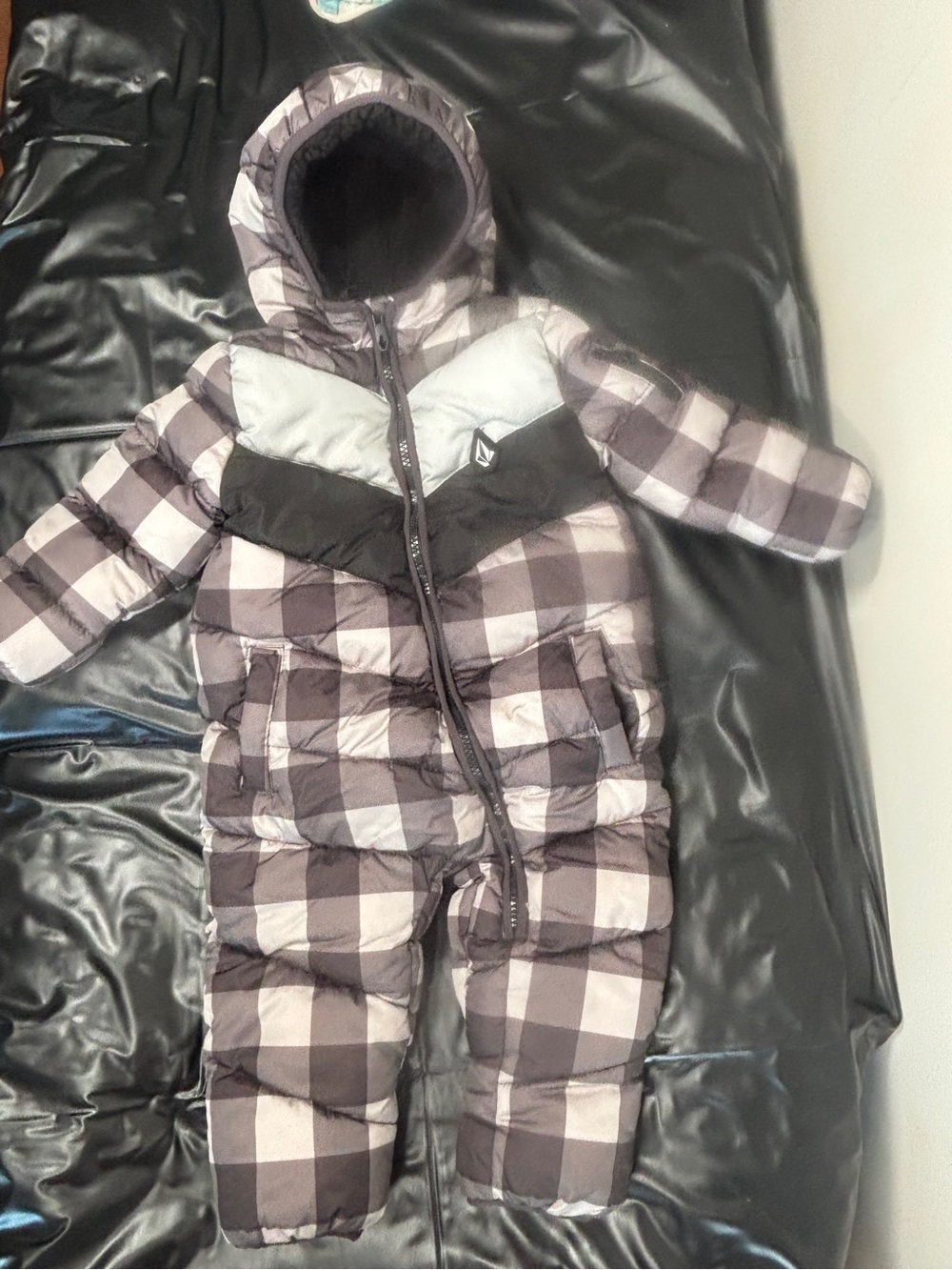 Volcom Toddler Snowsuit in Black and Gray Plaid